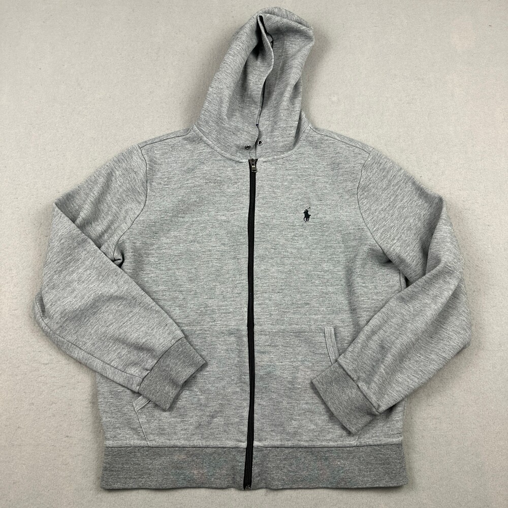 Polo Ralph Lauren Hoodie Men Large Gray Heather Zip Sweatshirt Pony Pockets L